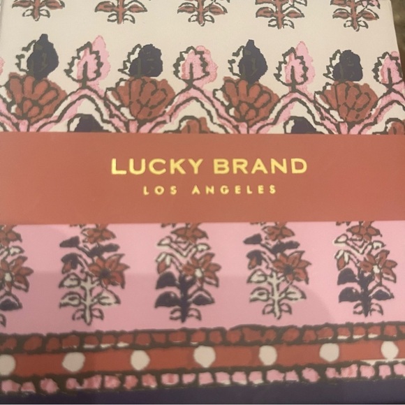 Lucky Brand Hoop Earrings golden color with embedded turquoise color stones. - Picture 4 of 5